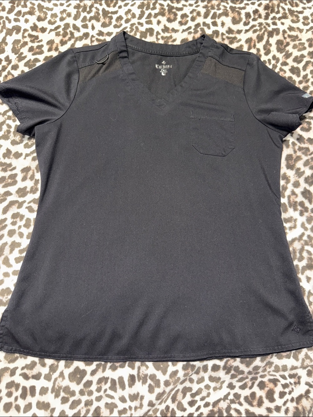 Black womens V-Neck Scrub Top with pocket